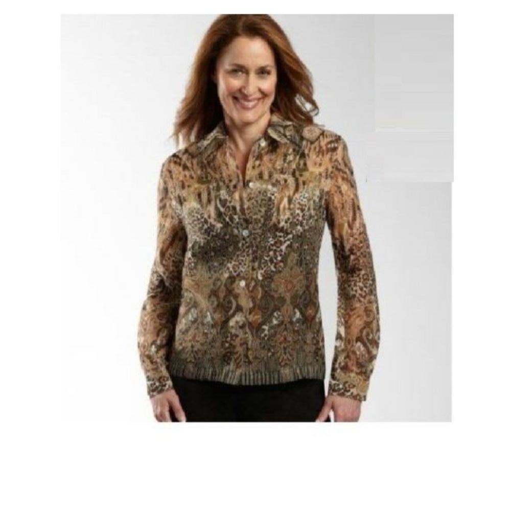 Women's Blouse Alfred Dunner Scroll Burnout size 8P NEW